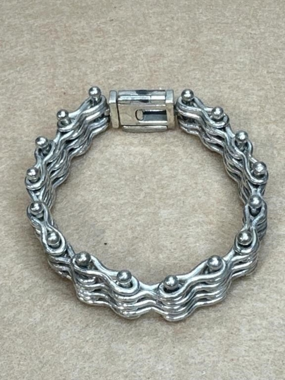 Sterling Silver 925 Heavy Woven Multi-Strand Bracelet 85.5g 8.25” Box Clasp